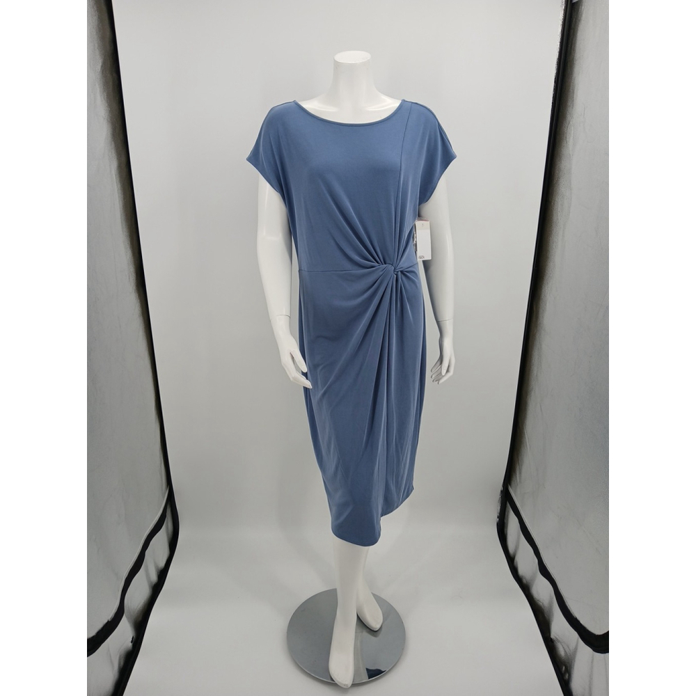 Nordstrom Rack Side Knot Modal Blend Midi Dress Size L Blue Resort Cruise
